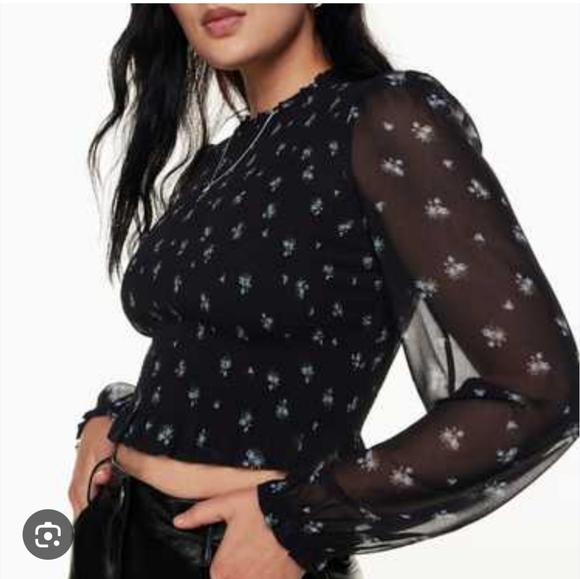Wilfred Tops - Wilfred Black Floral Long Sleeve Blouse